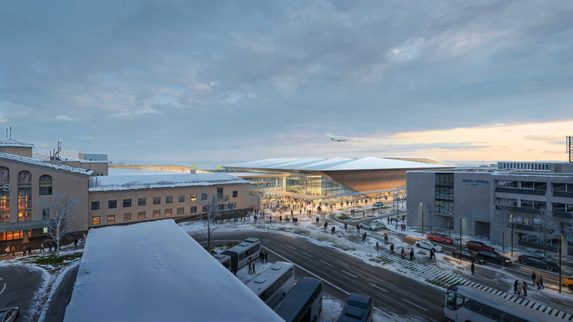 ZHA to design new arrivals terminal at lithuania’s vilnius airport with pleated timber roof